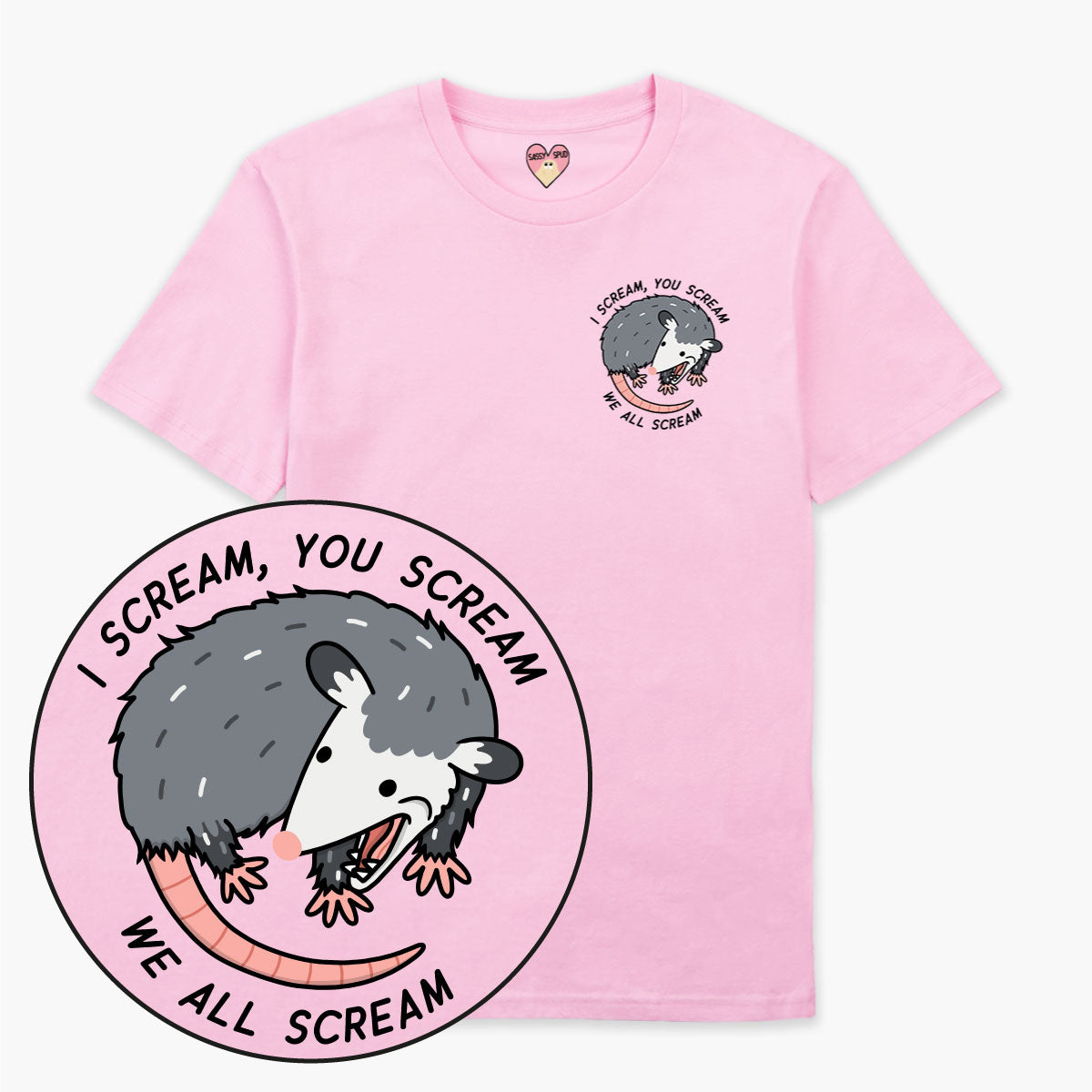 We All Scream Possum T-Shirt (Unisex)-Printed Clothing, Printed T Shirt, EP01-Sassy Spud