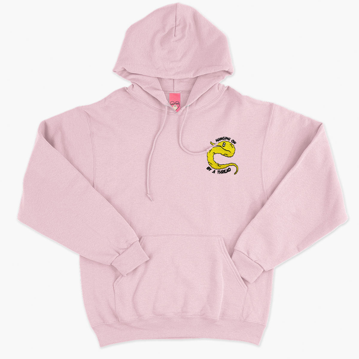 Yellow Worm On A String Embroidered Hoodie (Unisex)-Embroidered Clothing, Embroidered Hoodie, JH001-Sassy Spud