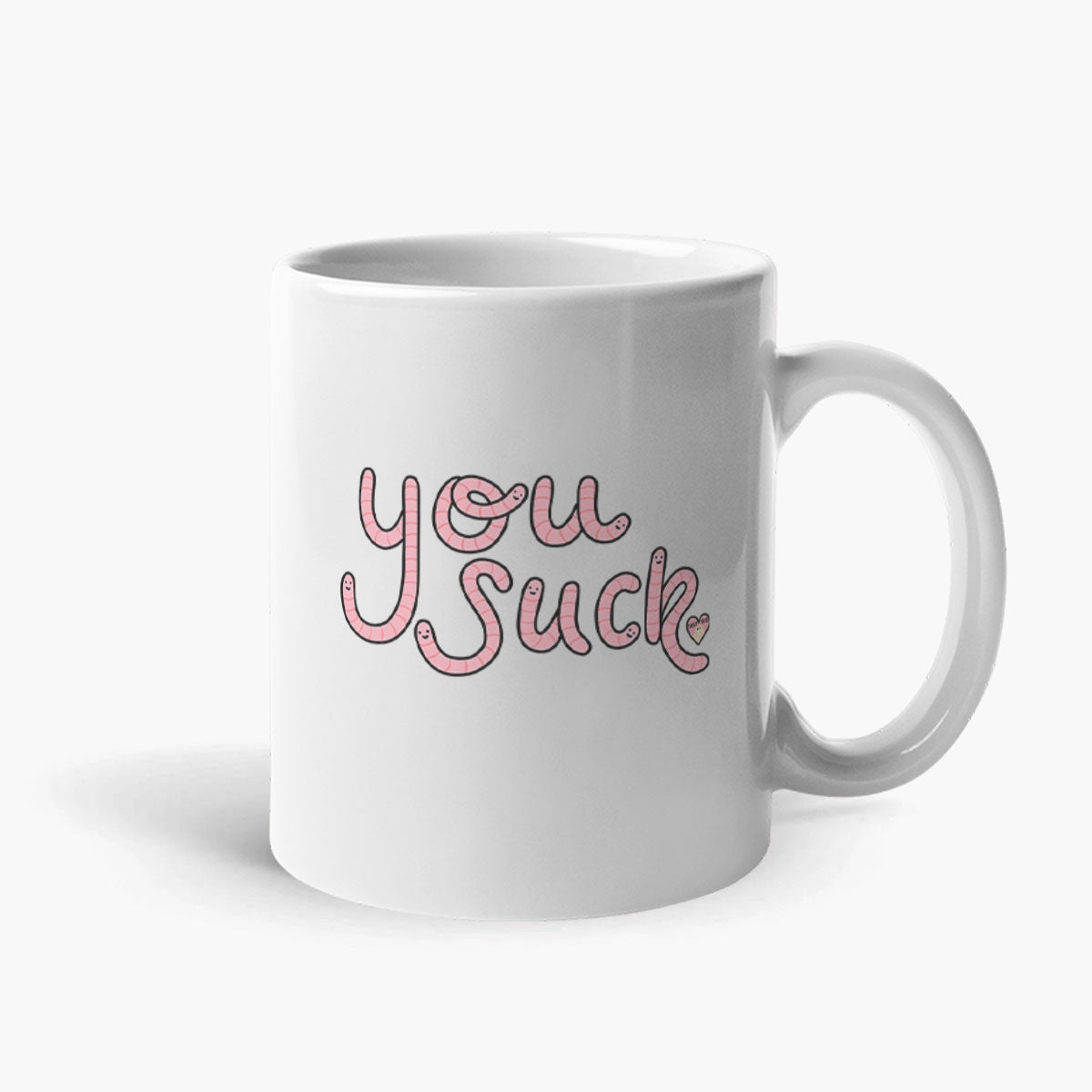 You Suck Rude Worms Coffee Mug-Funny Gift, Funny Coffee Mug, 11oz White Ceramic-Sassy Spud