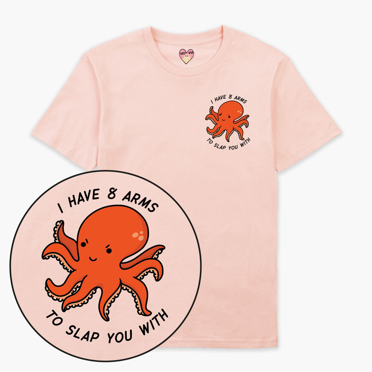Angry Octopus T-Shirt (Unisex)-Printed Clothing, Printed T Shirt, EP01-Sassy Spud