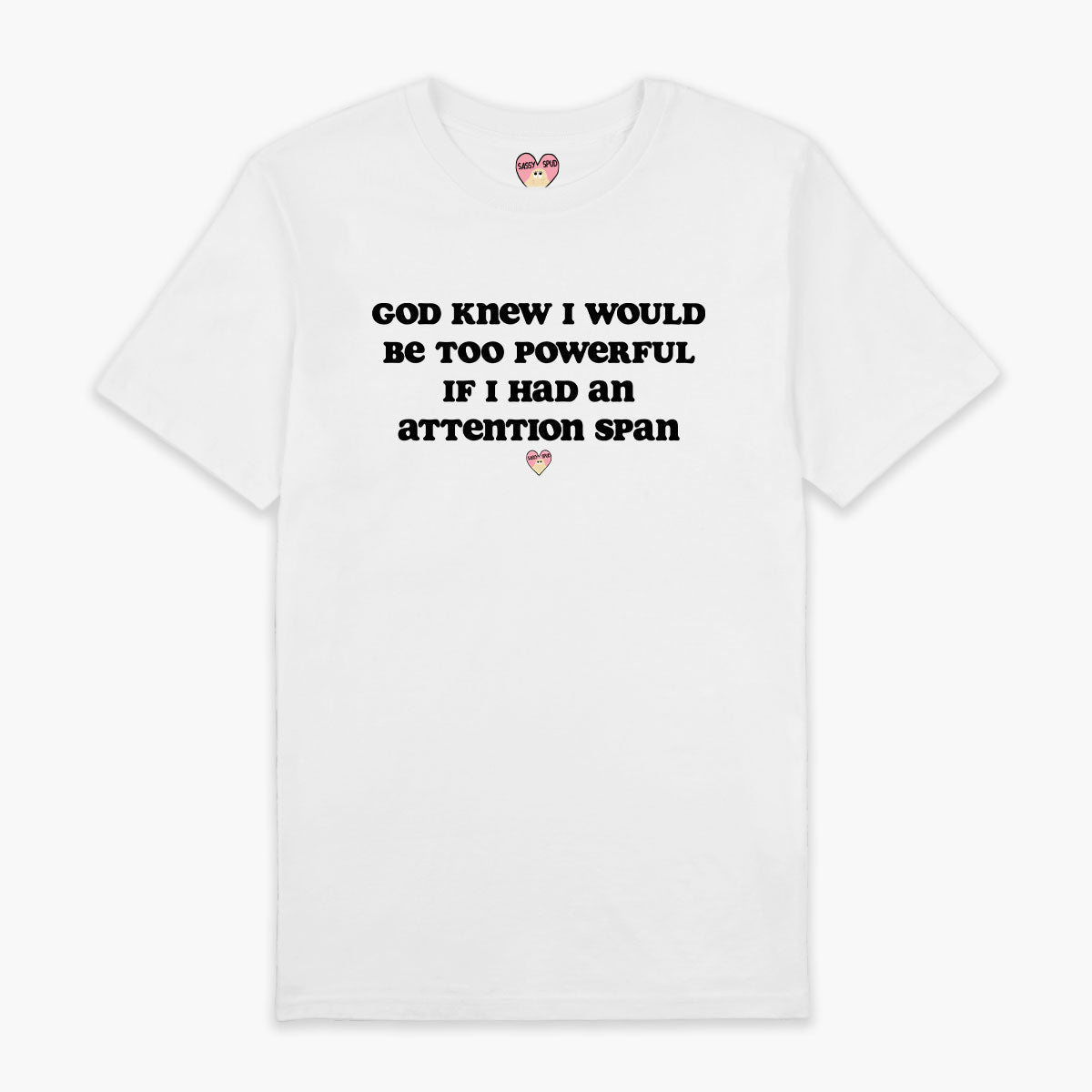 Attention Span T-Shirt (Unisex)-Printed Clothing, Printed T Shirt, EP01-Sassy Spud