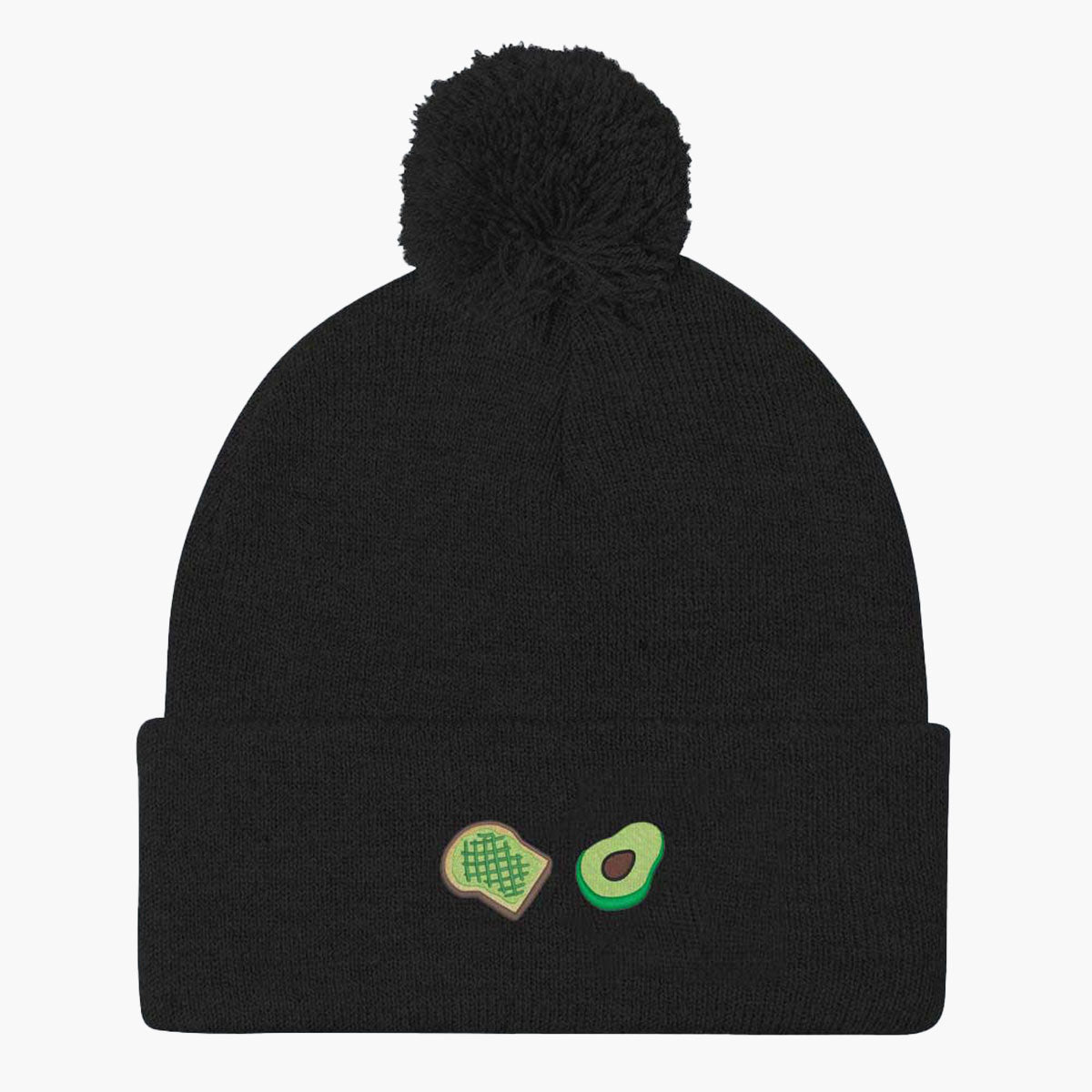 Avocado Toast Embroidered Pom Pom Beanie-Embroidered Clothing, Embroidered Beanie, BB426-Sassy Spud