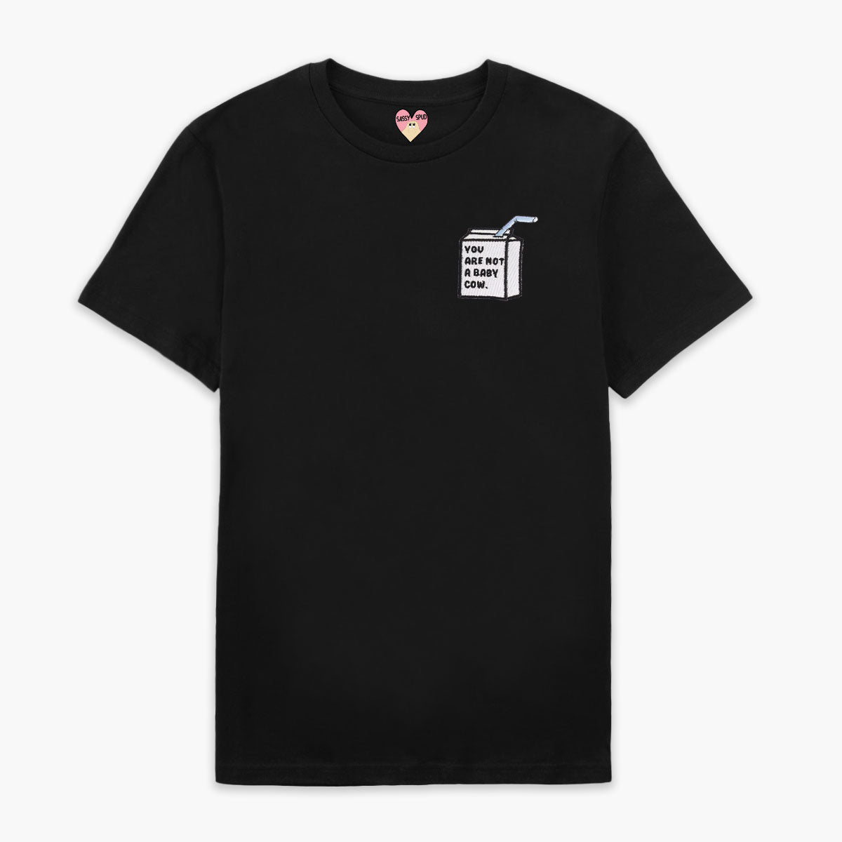 Baby Cow Embroidered T-Shirt (Unisex)-Embroidered Clothing, Embroidered T Shirt, EP01-Sassy Spud