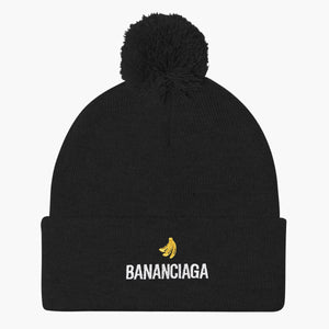 BANANCIAGA - Embroidered Pom Pom Beanie-Embroidered Clothing, Embroidered Beanie, BB426-Sassy Spud