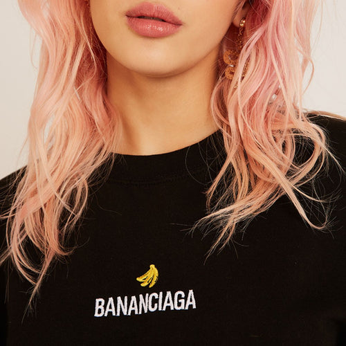 Bananciaga Embroidered T-Shirt (Unisex)-Embroidered Clothing, Embroidered T Shirt, EP01-Sassy Spud