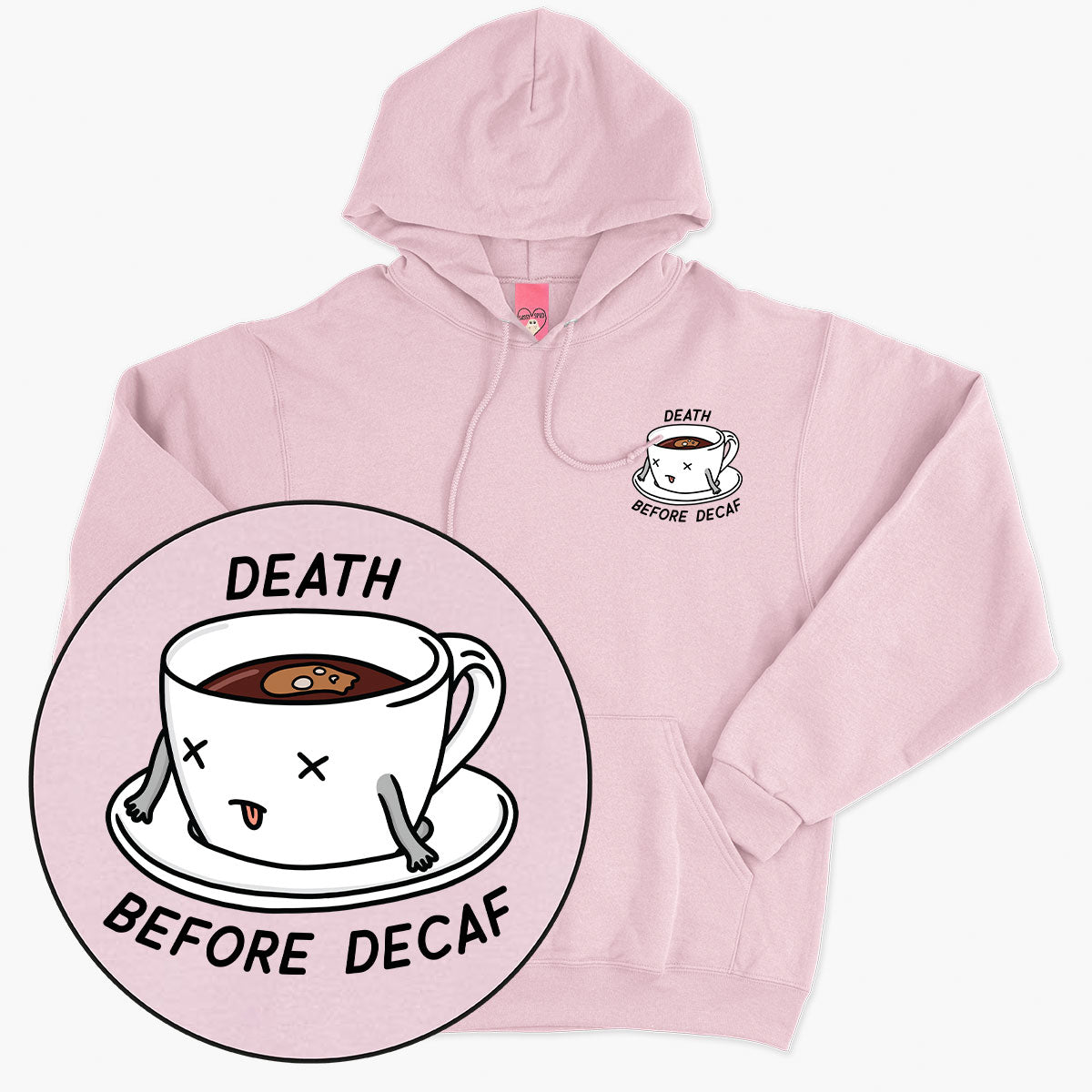 Death Before Decaf Hoodie (Unisex)-Printed Clothing, Printed Hoodie, JH001-Sassy Spud