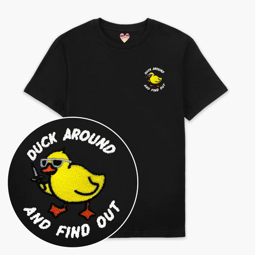 Duck Around Embroidered T-Shirt (Unisex)-Embroidered Clothing, Embroidered T Shirt, EP01-Sassy Spud