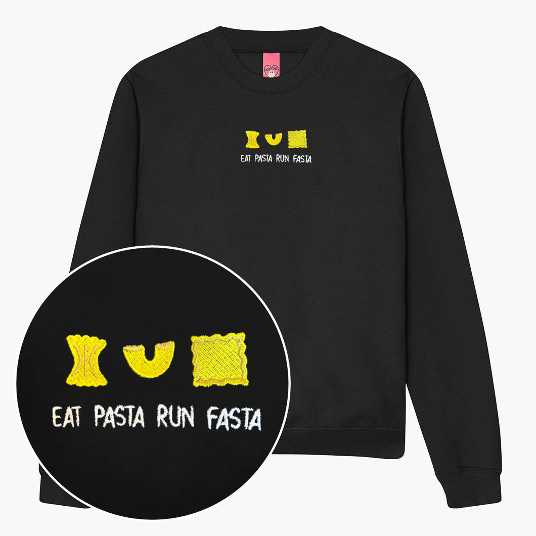 Eat Pasta Run Fasta Embroidered Sweatshirt (Unisex)-Embroidered Clothing, Embroidered Sweatshirt, JH030-Sassy Spud
