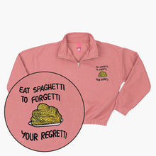 Laden Sie das Bild in den Galerie-Viewer, Eat Spaghetti Embroidered 1/4 Zip Crop Sweatshirt-Embroidered Clothing, Embroidered 1/4 Zip Crop Sweatshirt, JH037-Sassy Spud