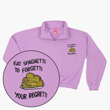 Laden Sie das Bild in den Galerie-Viewer, Eat Spaghetti Embroidered 1/4 Zip Crop Sweatshirt-Embroidered Clothing, Embroidered 1/4 Zip Crop Sweatshirt, JH037-Sassy Spud