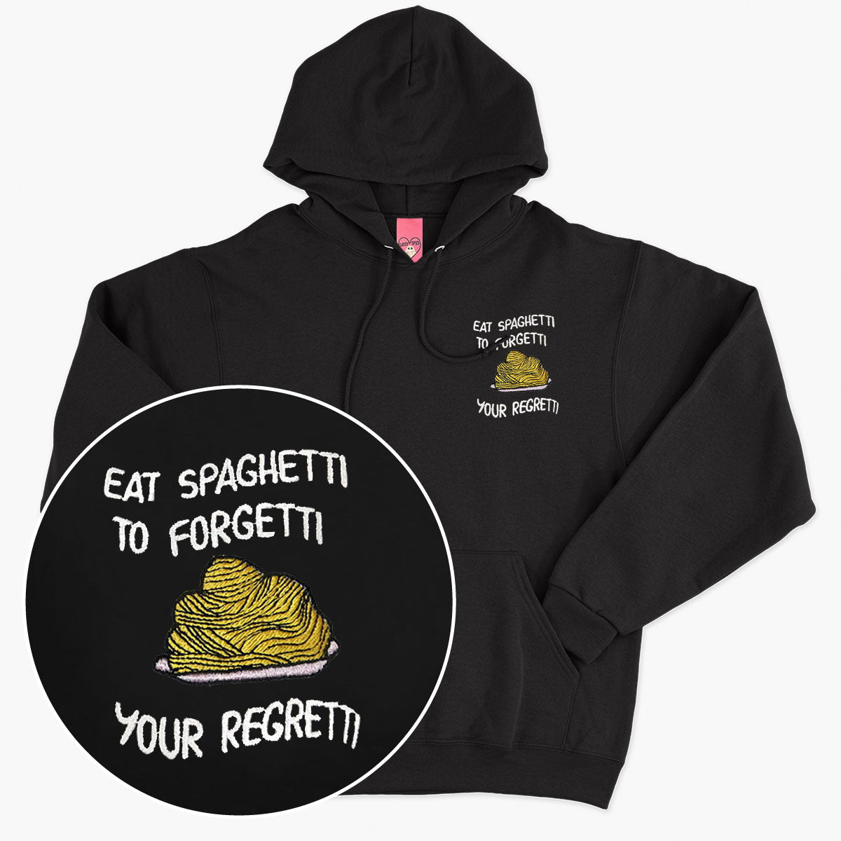 Eat Spaghetti Embroidered Hoodie (Unisex)-Embroidered Clothing, Embroidered Hoodie, JH001-Sassy Spud