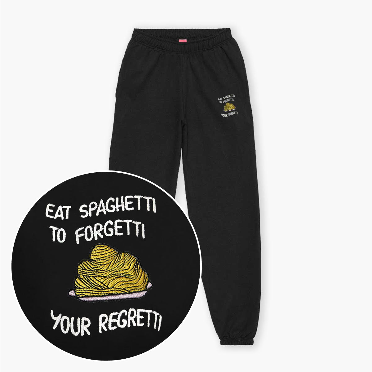 Eat Spaghetti Embroidered Joggers (Unisex)-Embroidered Clothing, Embroidered Joggers, JH072-Sassy Spud