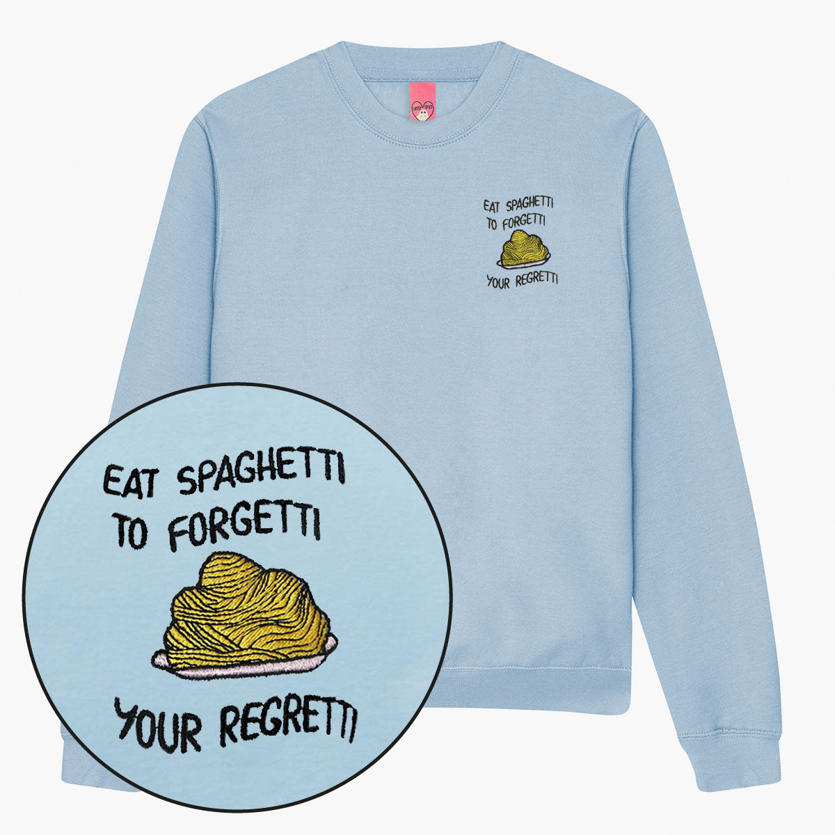 Eat Spaghetti Embroidered Sweatshirt (Unisex)-Embroidered Clothing, Embroidered Sweatshirt, JH030-Sassy Spud