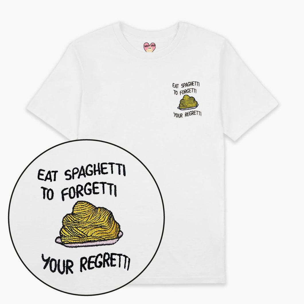 Eat Spaghetti Embroidered T-Shirt (Unisex)-Embroidered Clothing, Embroidered T Shirt, EP01-Sassy Spud