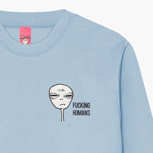 F*cking Humans Alien Embroidered Sweatshirt (Unisex)-Embroidered Clothing, Embroidered Sweatshirt, JH030-Sassy Spud