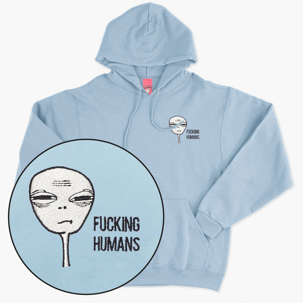 F*cking Humans Embroidered Hoodie (Unisex)-Embroidered Clothing, Embroidered Hoodie, JH001-Sassy Spud