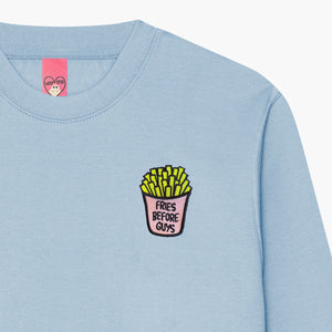 Fries Before Guys Embroidered Sweatshirt (Unisex)-Embroidered Clothing, Embroidered Sweatshirt, JH030-Sassy Spud