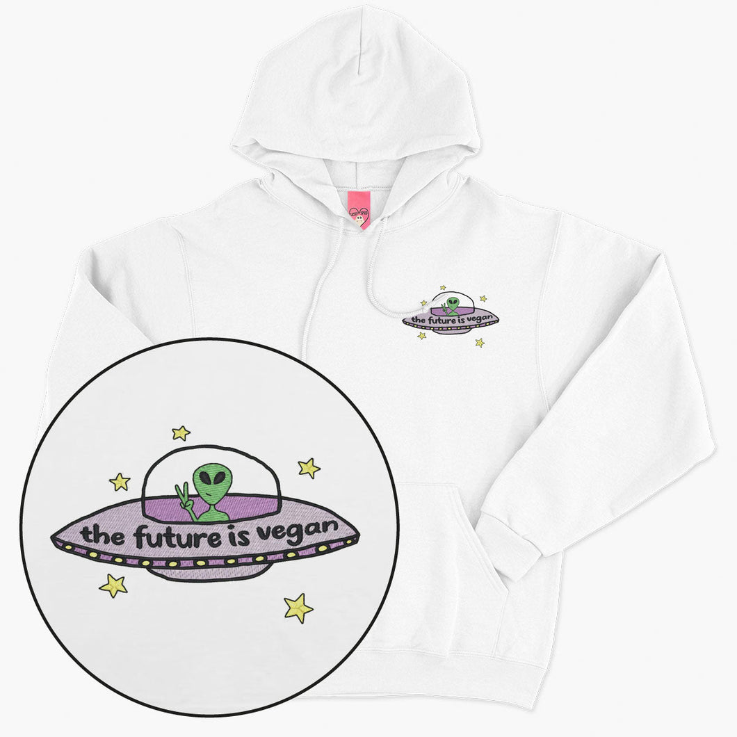 Future Is Vegan Embroidered Hoodie (Unisex)-Embroidered Clothing, Embroidered Hoodie, JH001-Sassy Spud