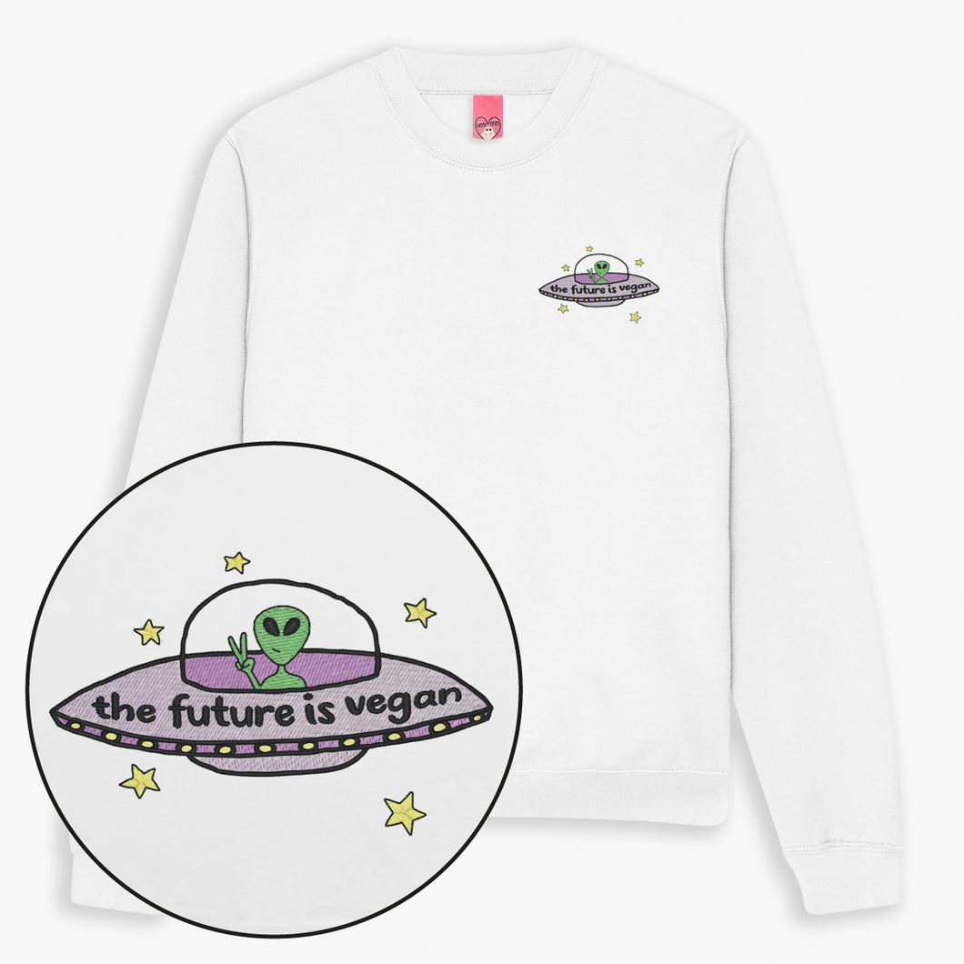 Future Is Vegan Embroidered Sweatshirt (Unisex)-Embroidered Clothing, Embroidered Sweatshirt, JH030-Sassy Spud