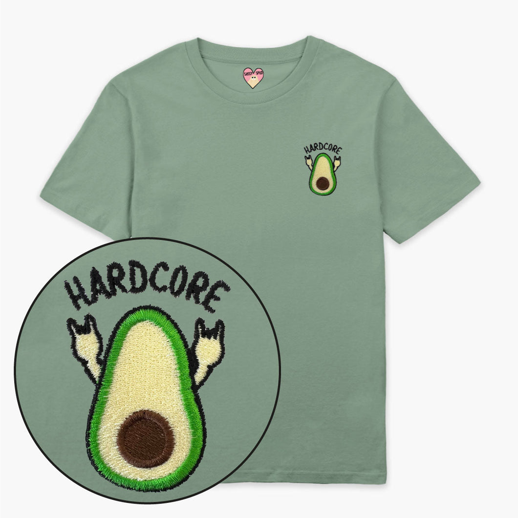 Hardcore Embroidered T-Shirt (Unisex)-Embroidered Clothing, Embroidered T Shirt, EP01-Sassy Spud