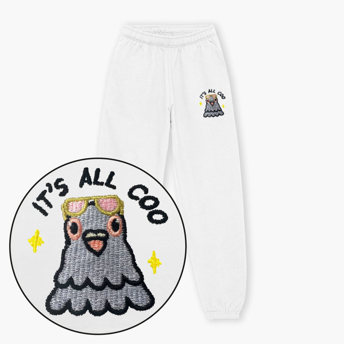 It's All Coo Embroidered Joggers (Unisex)-Embroidered Clothing, Embroidered Joggers, JH072-Sassy Spud
