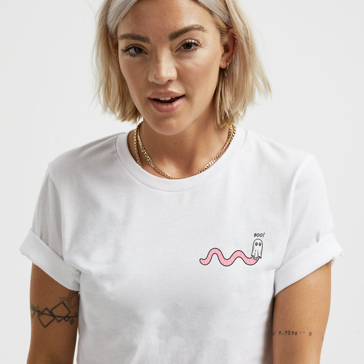 LIMITED EDITION: Ghosty Worm Halloween T-Shirt (Unisex)-Printed Clothing, Printed T Shirt, EP01-Sassy Spud