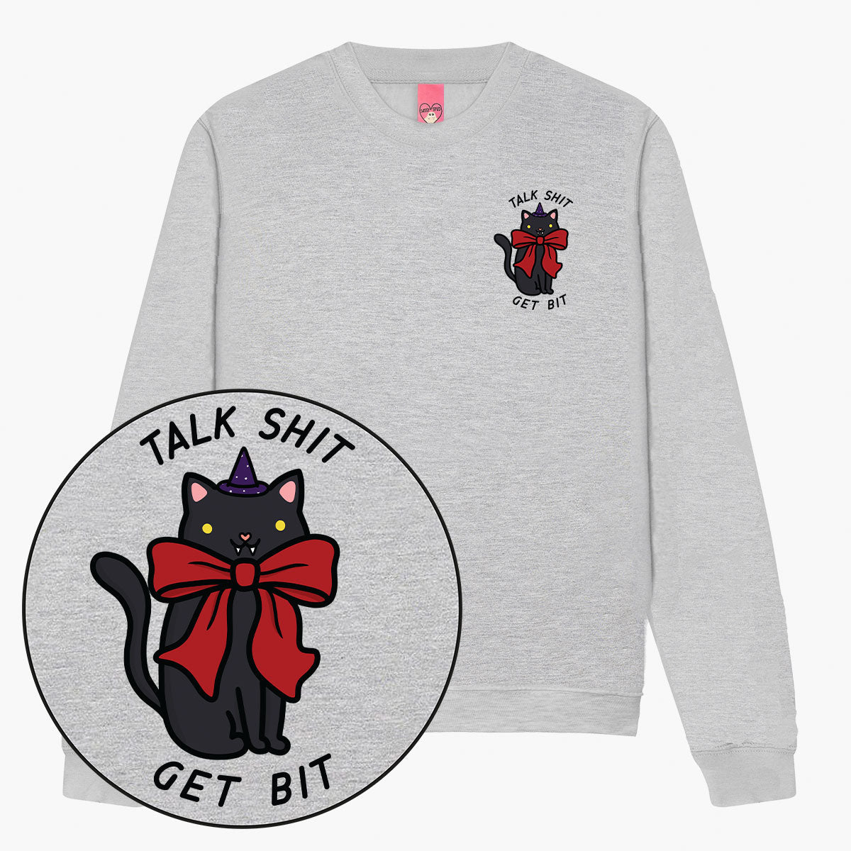 LIMITED EDITION: Talk Sh*t Get Bit Black Cat Halloween Sweatshirt (Unisex)-Printed Clothing, Printed Sweatshirt, JH030-Sassy Spud