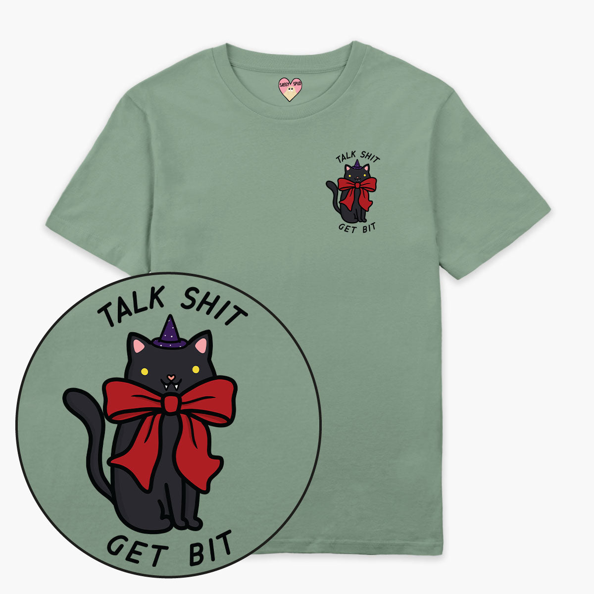 LIMITED EDITION: Talk Sh*t Get Bit Black Cat Halloween T-Shirt (Unisex)-Printed Clothing, Printed T Shirt, EP01-Sassy Spud