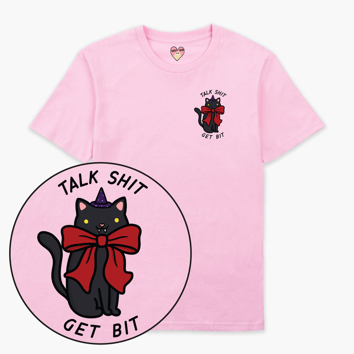 LIMITED EDITION: Talk Sh*t Get Bit Black Cat Halloween T-Shirt (Unisex)-Printed Clothing, Printed T Shirt, EP01-Sassy Spud