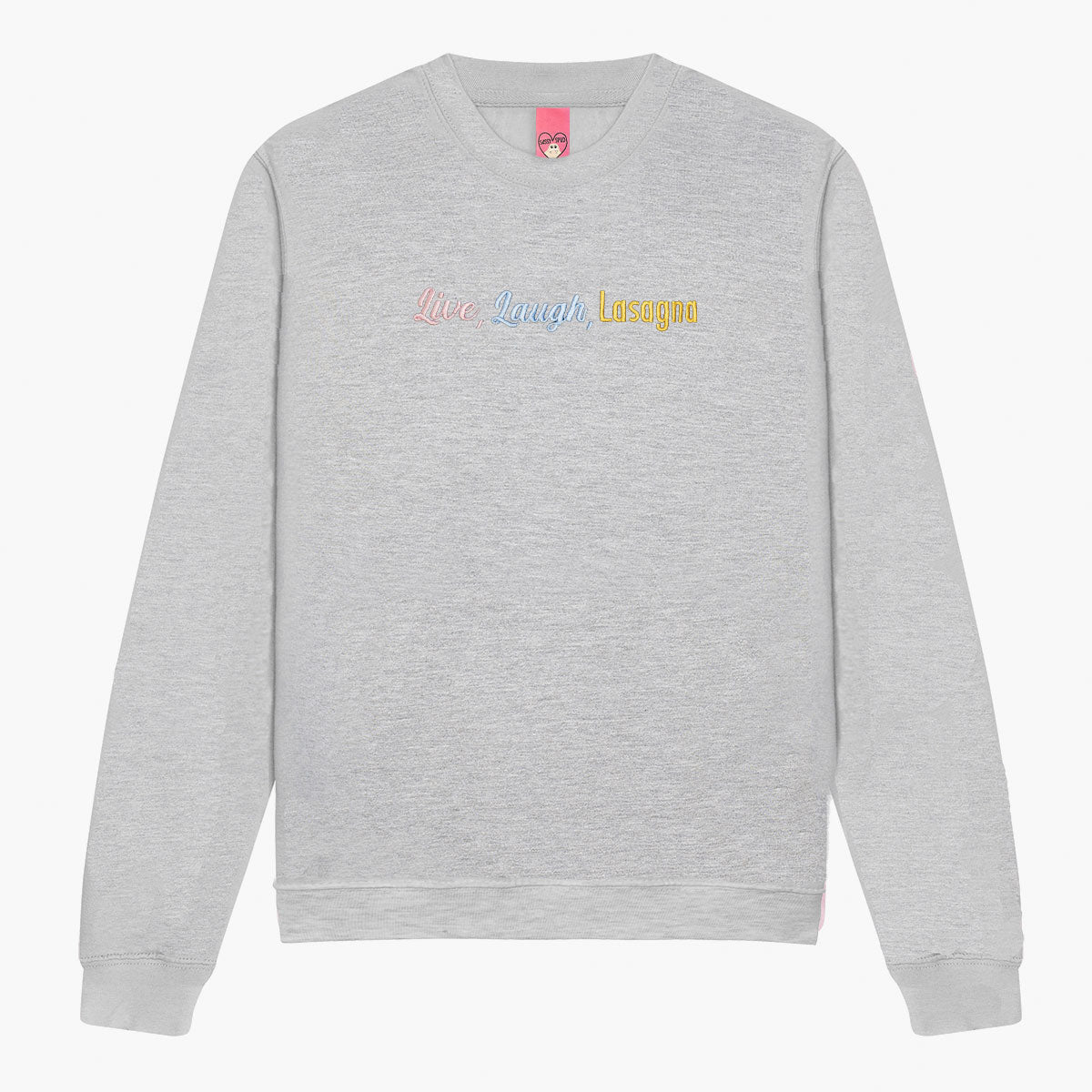 Live Laugh Lasagna Embroidered Sweatshirt (Unisex)-Embroidered Clothing, Embroidered Sweatshirt, JH030-Sassy Spud