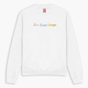 Live Laugh Lasagna Embroidered Sweatshirt (Unisex)-Embroidered Clothing, Embroidered Sweatshirt, JH030-Sassy Spud