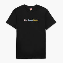 Afbeelding laden in Galerijviewer, Live Laugh Lasagna Embroidered T-Shirt (Unisex)-Embroidered Clothing, Embroidered T Shirt, EP01-Sassy Spud