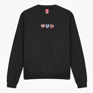 Love Hearts Embroidered Sweatshirt (Unisex)-Embroidered Clothing, Embroidered Sweatshirt, JH030-Sassy Spud