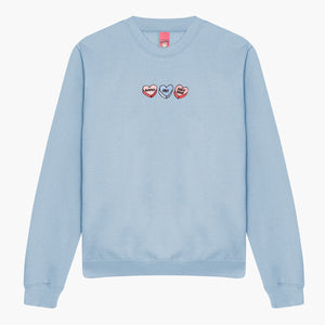 Love Hearts Embroidered Sweatshirt (Unisex)-Embroidered Clothing, Embroidered Sweatshirt, JH030-Sassy Spud