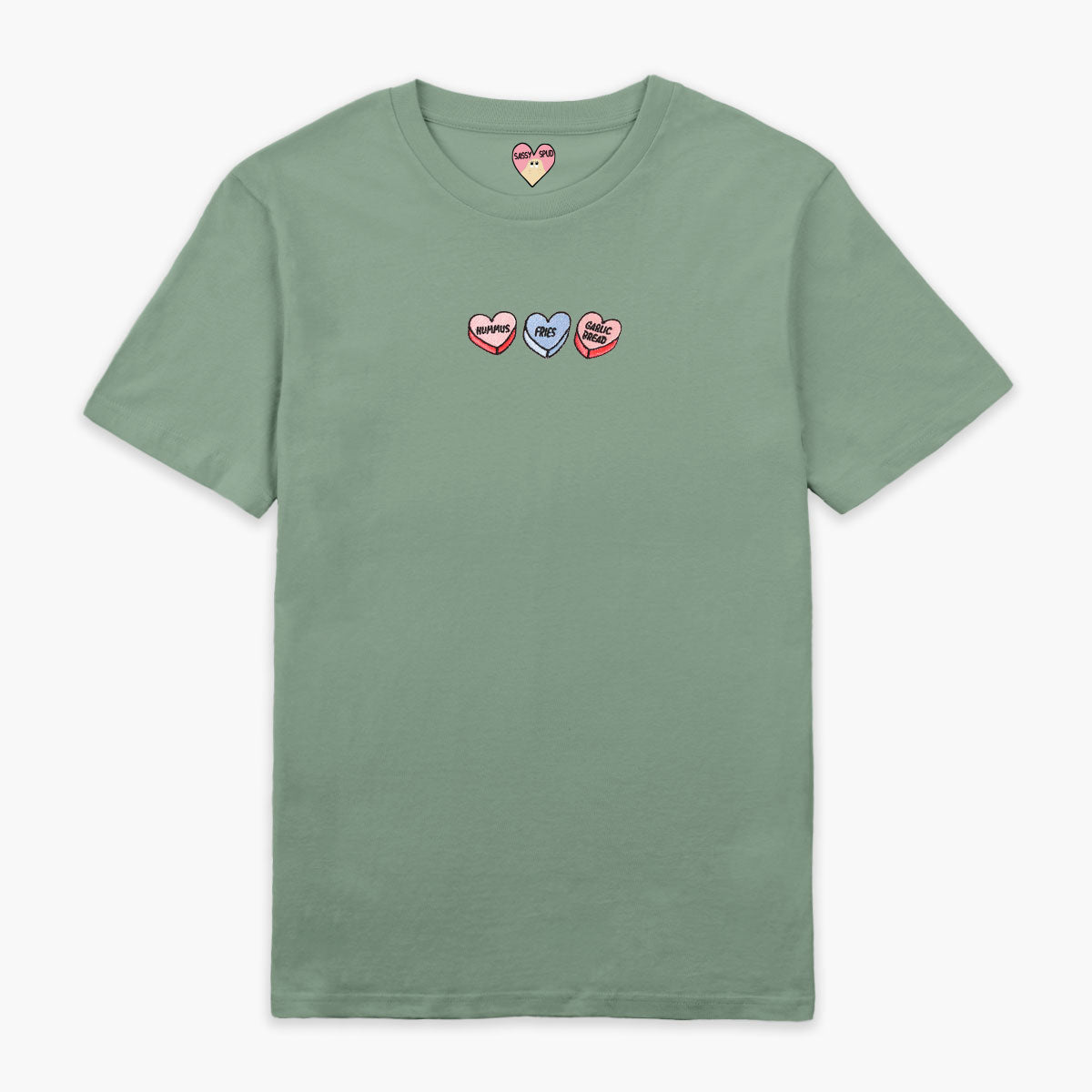 Love Hearts Embroidered T-Shirt (Unisex)-Embroidered Clothing, Embroidered T Shirt, EP01-Sassy Spud