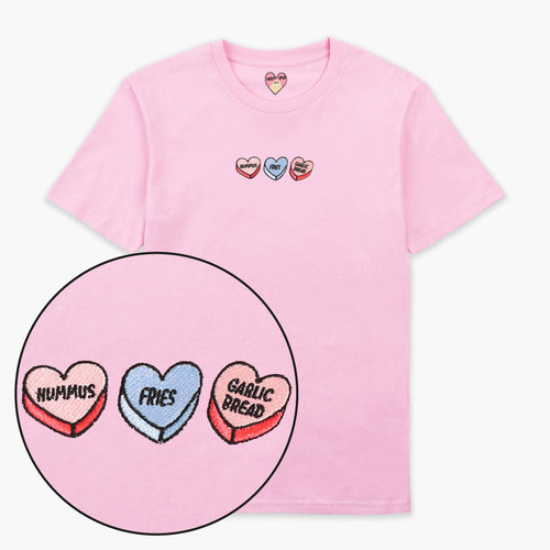 Love Hearts Embroidered T-Shirt (Unisex)-Embroidered Clothing, Embroidered T Shirt, EP01-Sassy Spud