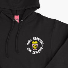 Load image into Gallery viewer, More Espresso Less Depresso Embroidered Hoodie (Unisex)-Embroidered Clothing, Embroidered Hoodie, JH001-Sassy Spud