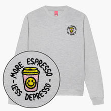 Load image into Gallery viewer, More Espresso Less Depresso Embroidered Sweatshirt (Unisex)-Embroidered Clothing, Embroidered Sweatshirt, JH030-Sassy Spud