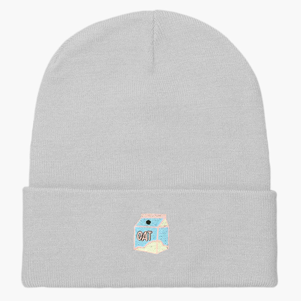 My Oat Milk Frees All The Cows From The Yard Embroidered Beanie-Embroidered Clothing, Embroidered Beanie, BB45-Sassy Spud