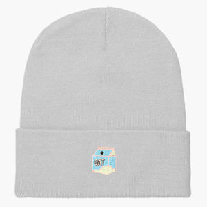 My Oat Milk Frees All The Cows From The Yard Embroidered Beanie-Embroidered Clothing, Embroidered Beanie, BB45-Sassy Spud