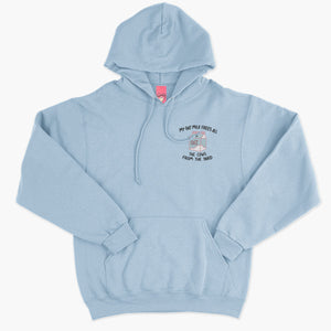 My Oat Milk Frees All The Cows From The Yard Embroidered Hoodie (Unisex)-Embroidered Clothing, Embroidered Hoodie, JH001-Sassy Spud