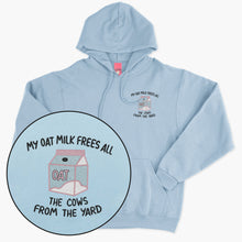 Laden Sie das Bild in den Galerie-Viewer, My Oat Milk Frees All The Cows From The Yard Embroidered Hoodie (Unisex)-Embroidered Clothing, Embroidered Hoodie, JH001-Sassy Spud