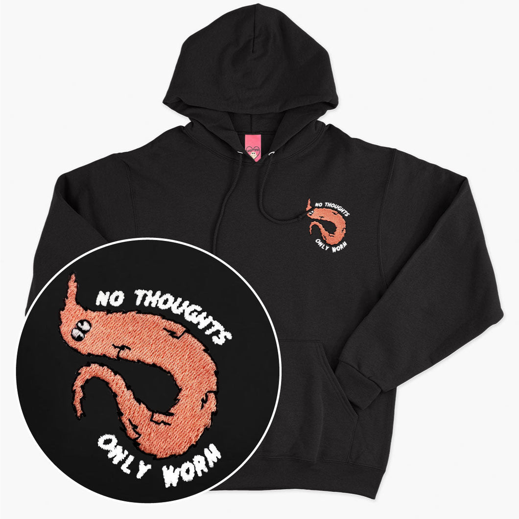 Orange Worm On A String Embroidered Hoodie (Unisex)-Embroidered Clothing, Embroidered Hoodie, JH001-Sassy Spud