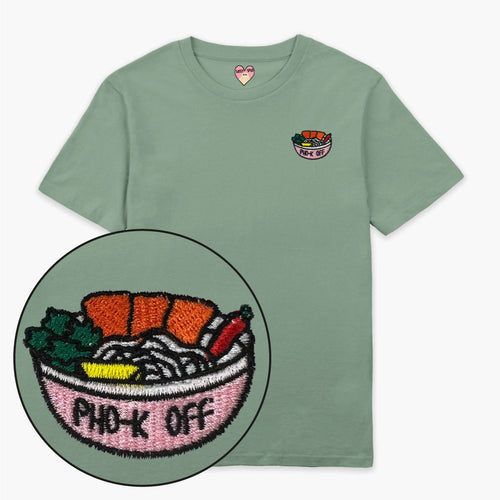Pho-k Off Embroidered T-Shirt (Unisex)-Embroidered Clothing, Embroidered T Shirt, EP01-Sassy Spud