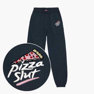 Pizza Slut Embroidered Joggers (Unisex)-Embroidered Clothing, Embroidered Joggers, JH072-Sassy Spud