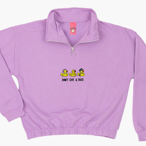 Rubber Ducks Embroidered 1/4 Zip Crop Sweatshirt-Embroidered Clothing, Embroidered 1/4 Zip Crop Sweatshirt, JH037-Sassy Spud