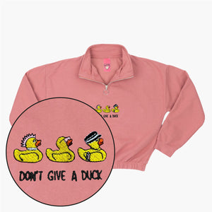 Rubber Ducks Embroidered 1/4 Zip Crop Sweatshirt-Embroidered Clothing, Embroidered 1/4 Zip Crop Sweatshirt, JH037-Sassy Spud