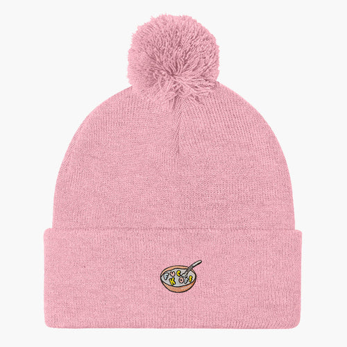 Rude Cereal Embroidered Pom Pom Beanie-Embroidered Clothing, Embroidered Beanie, BB426-Sassy Spud