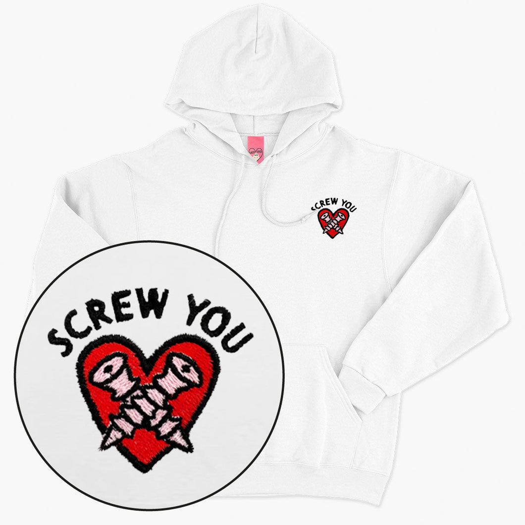 Screw You Embroidered Hoodie (Unisex)-Embroidered Clothing, Embroidered Hoodie, JH001-Sassy Spud