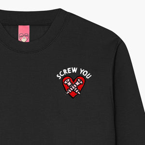 Screw You Embroidered Sweatshirt (Unisex)-Embroidered Clothing, Embroidered Sweatshirt, JH030-Sassy Spud